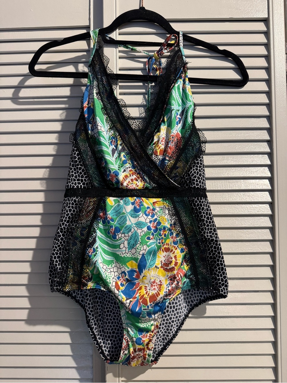 Zimmerman multipattern lace and crochet halter Swimsuit